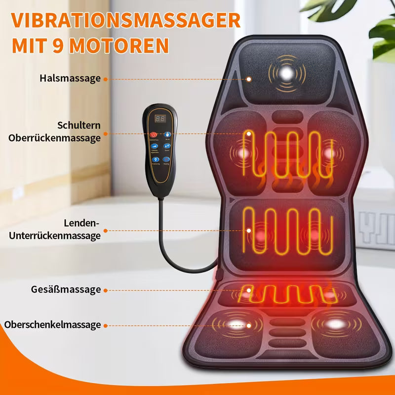 Heated massage pad shown on a car driver's seat