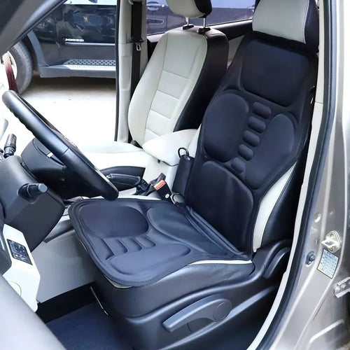 Heated vibrating massage pad for car seats and office chairs