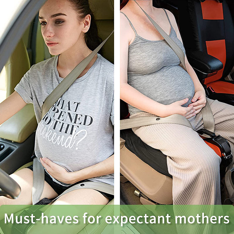 Maternity seat belt strap fitted to a car seat