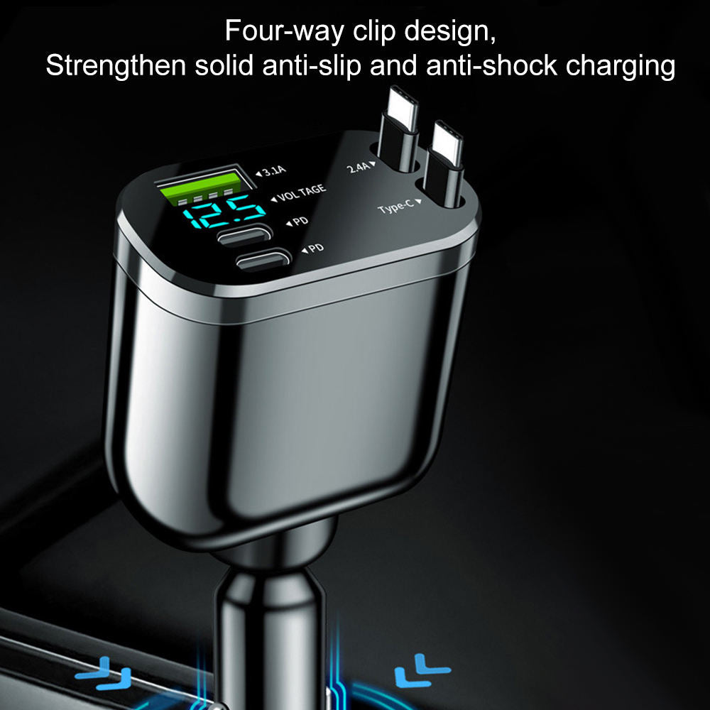 180 degree swivel head of the retractable car charger