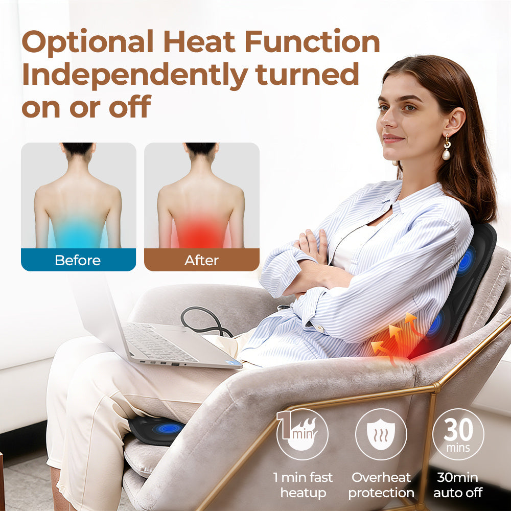 Heated massage pad used during a long drive